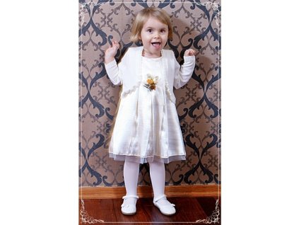 Krémové slávnostné šaty s  bolerkom