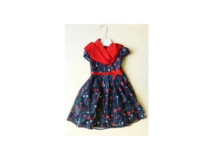 Dievčenské slávnostné šaty s čipkou tmavomodré