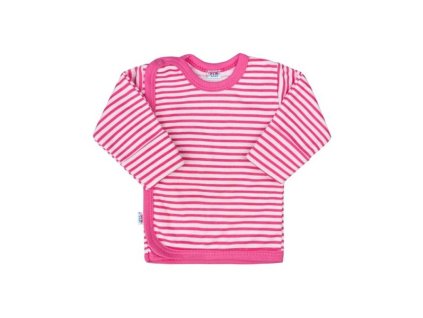 Košieľka na zapínanie ružový pásik classic so zhrňovacím rukávom