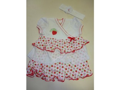 Šaty jahôdka, červená mašľa, čelenka