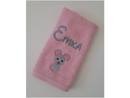 Uterák s menom a výšivkou myška