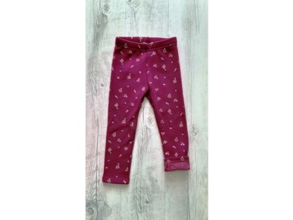 Dievčenské legíny zateplené kožúškom kvety