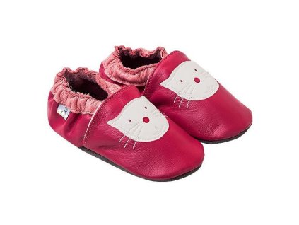 Kožené capačky ružové mačka