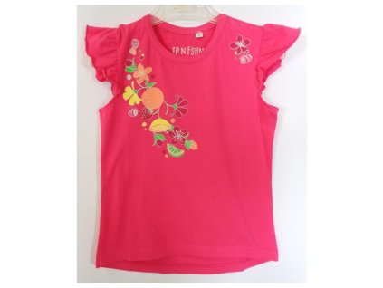 Dievčenské tričko kvietky ružové