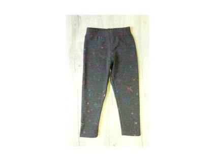 Dievčenské jemne oteplené legíny tmavošedé vzorované