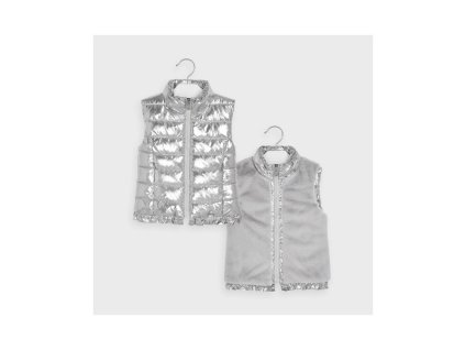 Obojstranná dievčenská vesta MAYORAL 4352 strieborná