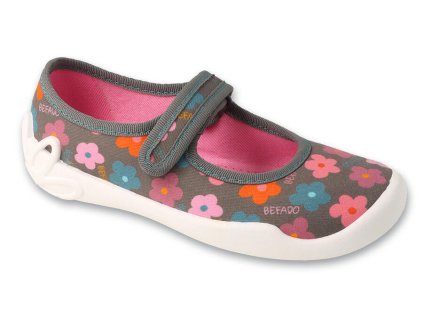 Dievčenské papučky balerínky BEFADO šedé KVIETKY 114Y552