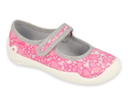 Dievčenské papučky balerínky BEFADO ružové Srdiečka