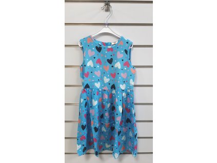 Dievčenské letné šaty modré srdiečka