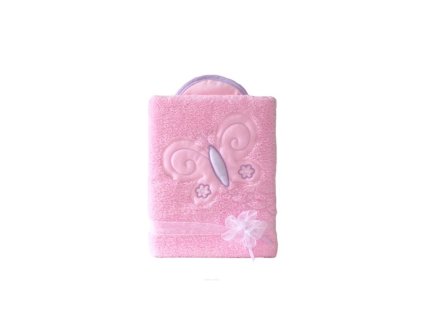 Obojstranná deka s výšivkou motýlik - ružová