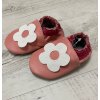 kožené capačky pre deti na prvé chodenie ružové s kvietkom