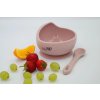 BABY 01137 Silikónová miska s prísavkou a lyžičkou Rose c