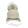 Dvojvrstvová čiapka na viazanie s bombuľou podšitá Kasper rebro 250ad