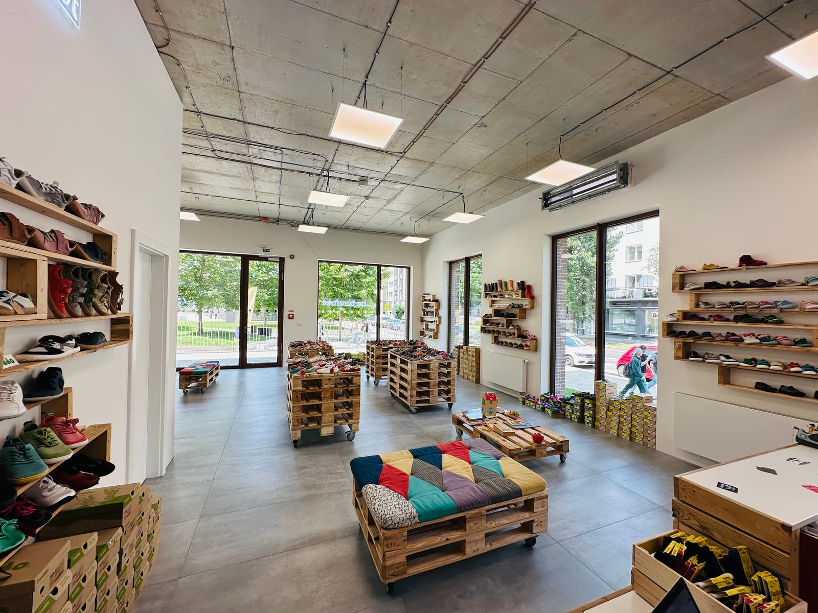 Inside the bebarefoot barefoot shoe store in Bratislava