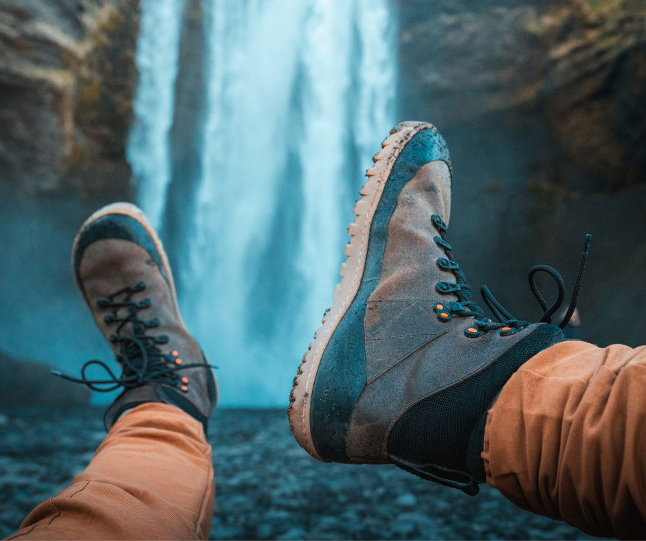 Barefoot hiking shoes with strong grip in mountain terrain