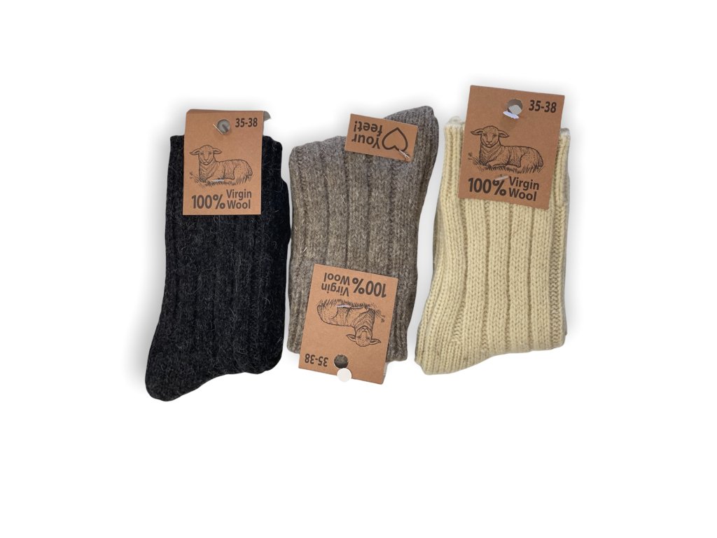 100% Wool socks / 2 pairs (Size 35 - 38, Color Nature)