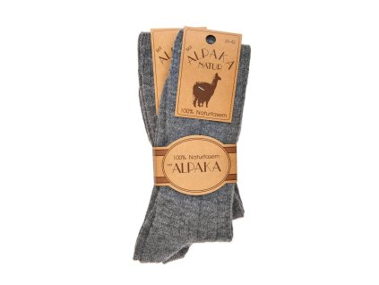 Socks Alpaka Natur, 100% wool, gray, 2 pairs (Size 23 - 26)