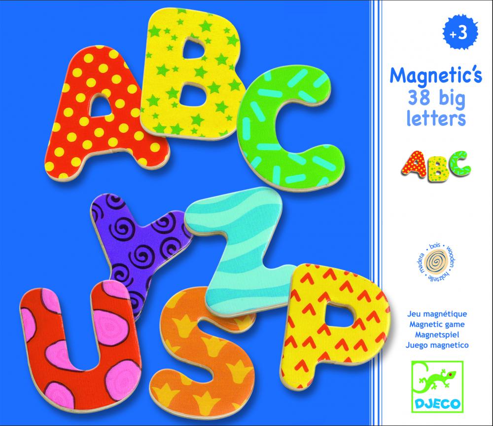 Drevené magnetky Veľké písmená 38 ks | DJECO
