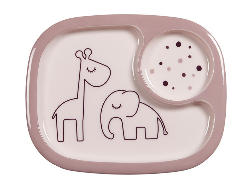 Yummy mini delený tanier Dreamy dots ružový | Done by Deer