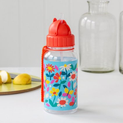 Fľaša so slamkou kvety 500ml