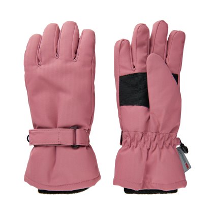 Teplé zimné nepremokavé rukavice s prstami ružové