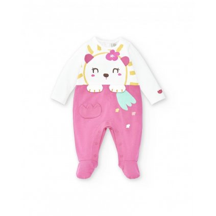 pink white knitted romper for girl animal life col