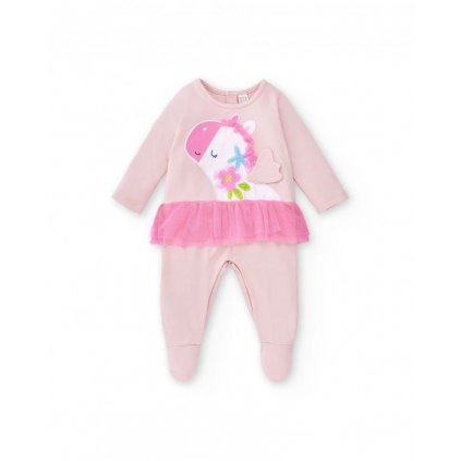 pink knitted romper for girl over the rainbow coll