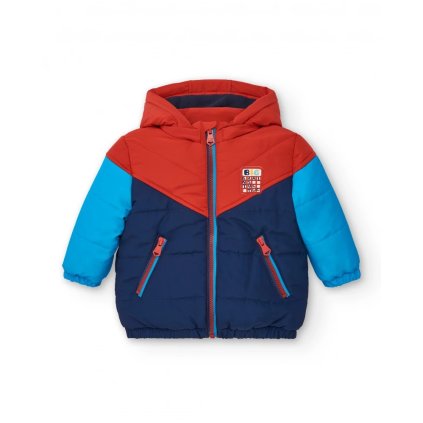 boys padded jacket in blue and red with hood from