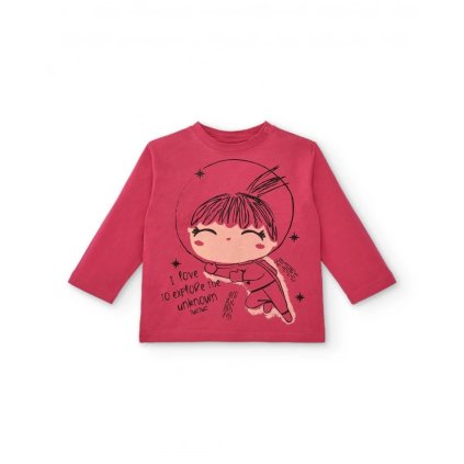 fuchsia girl s t shirt with astronaut design from