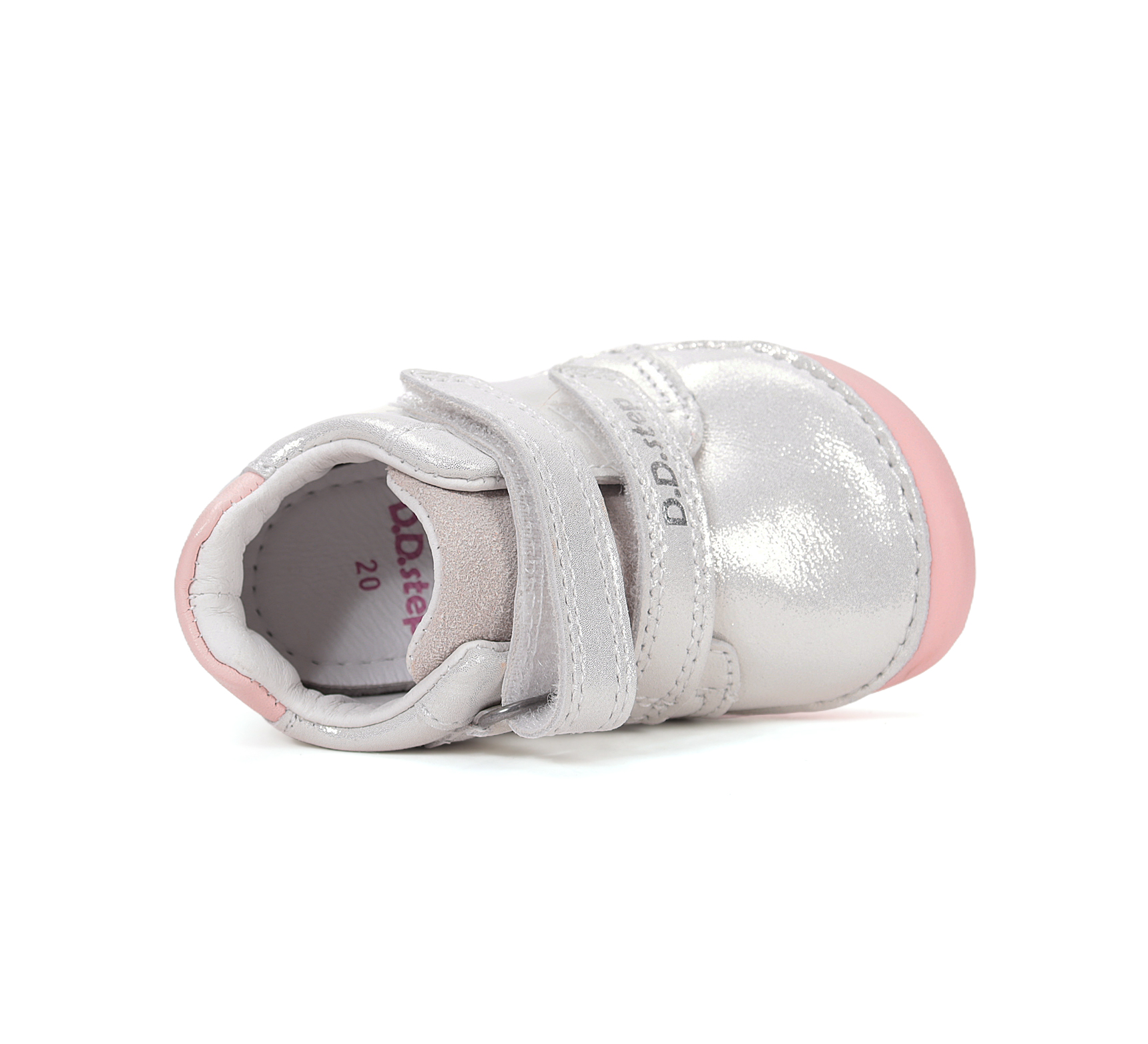 D.D.Step Detské kožené barefoot poltopánky DD step, silver Veľkosť nohy: 20