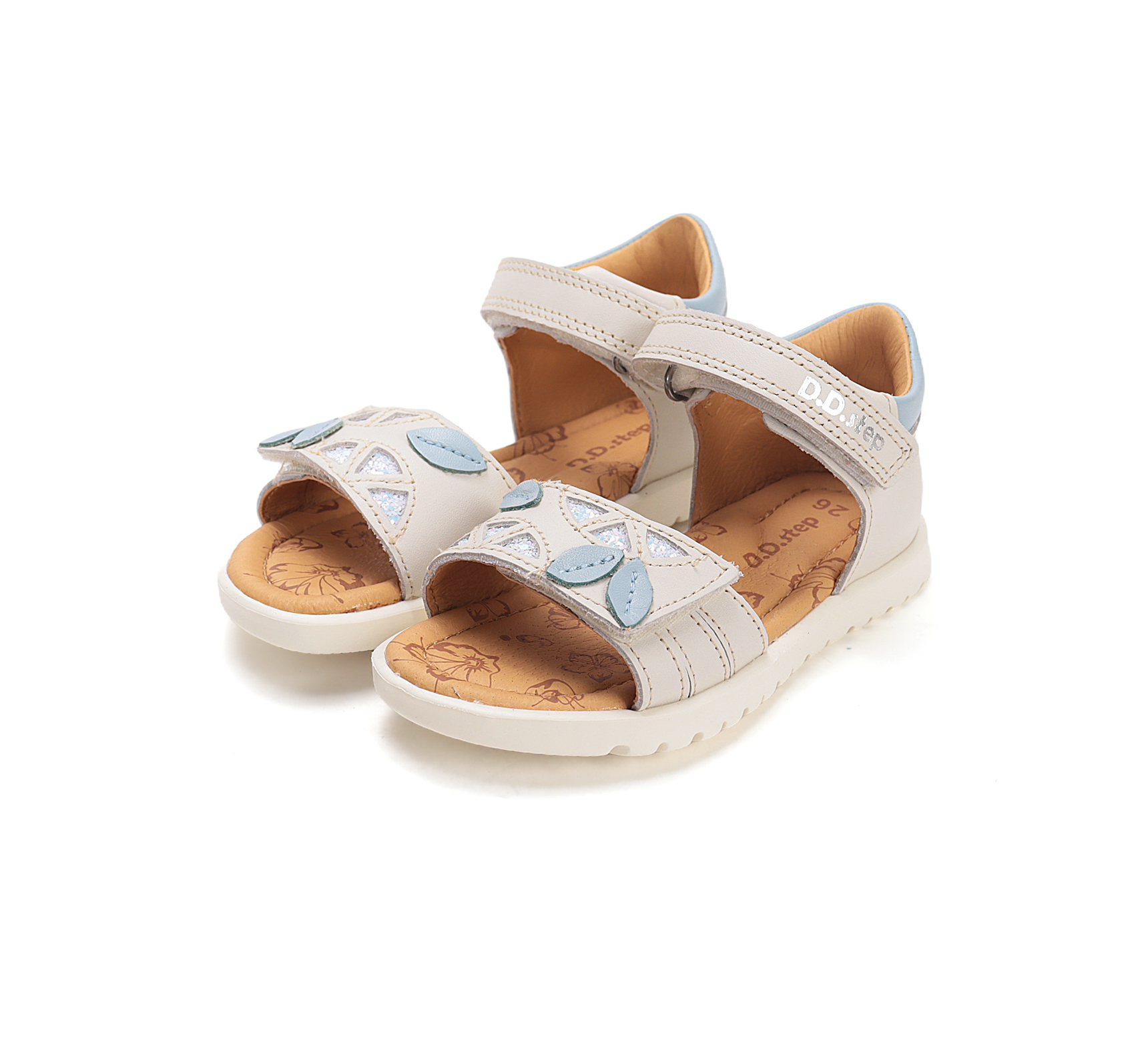 D.D.Step Detské kožené sandále DD step G055-61642AM White Veľkosť nohy: 25