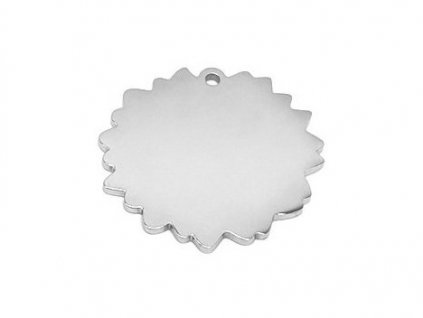 Edelstahl Hundemarke Sonne Silber