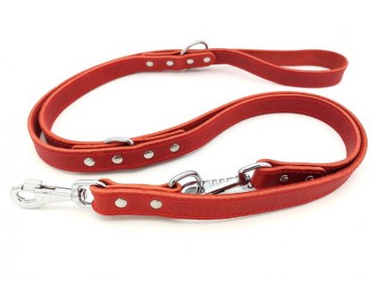 Genietete Führleine aus Fettleder 2,5 cm x 240 cm rot