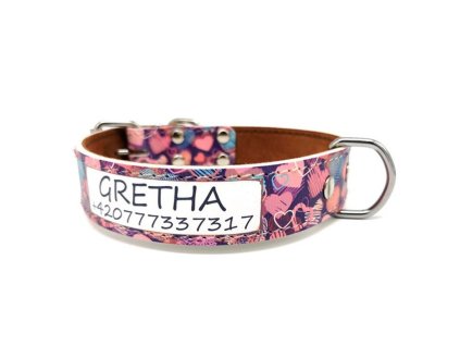 Lederhalsband GRETHA - mit oder ohne Text, Name und Nummer auf dem Halsband kostenlos