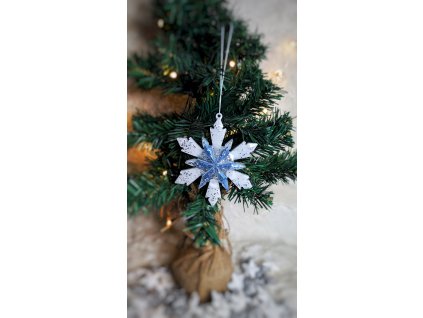 vánoční sněhová vločka modrobílá