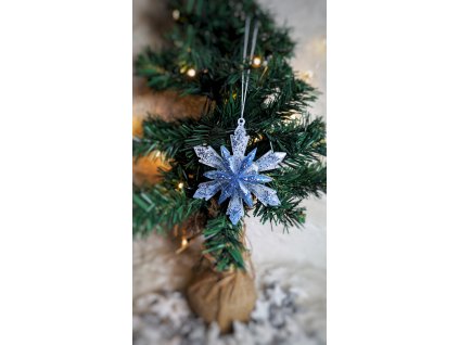 vánoční sněhová vločka modrostříbrná