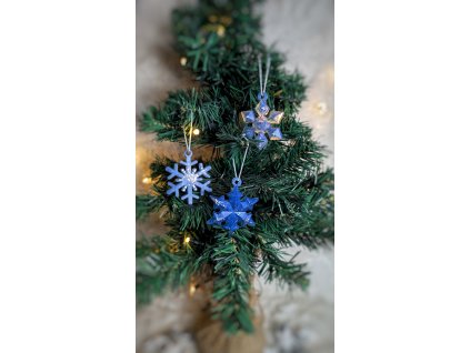 vánoční vločky modré 3 ks