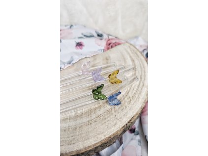 skleněné brčko motýlek