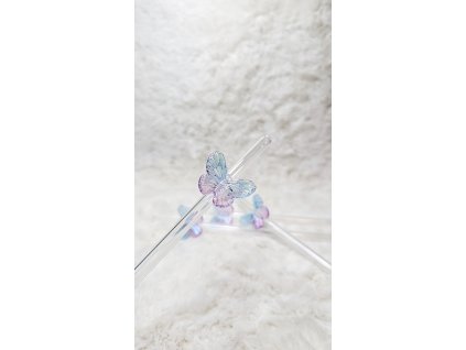 skleněné brčko duhový motýlek