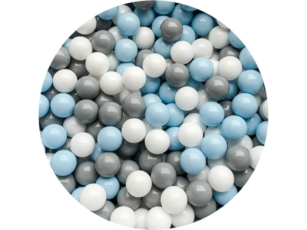 Plastové míčky pro děti BLUE / GREY / WHITE | BeeMy - Dětské deky, pytle,  vaky, povlečení, zavinovačky