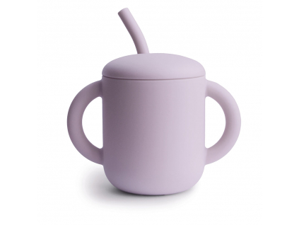 Mushie silikonovy poharik so slamkou Soft Lilac