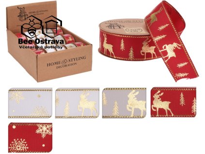 Stuha se zlatým potiskem 25mm - 0,5m