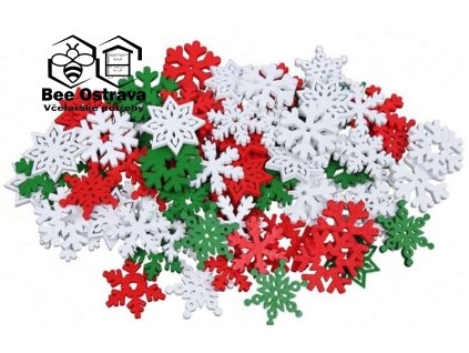 Vánoční dřevěné konfety - Vločka - 1ks