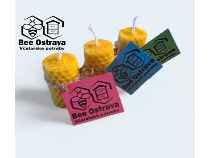 Motaná svíčka z včelího vosku 6x3 cm