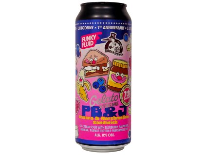 Funky Fluid/ Hidden Springs - 30°Gelato XTREME: PB&J Banana & Marshmallow Sandwich 500ml can 8% alc.