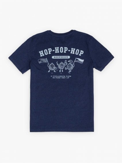 Originalni Pivni triko pro sportovni fanousky Beerwave Hop Hop Hop Tmave modry melir 09