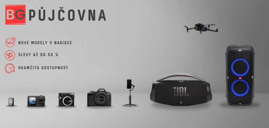 Pronájem dronů, kamer, audioreproduktorů.