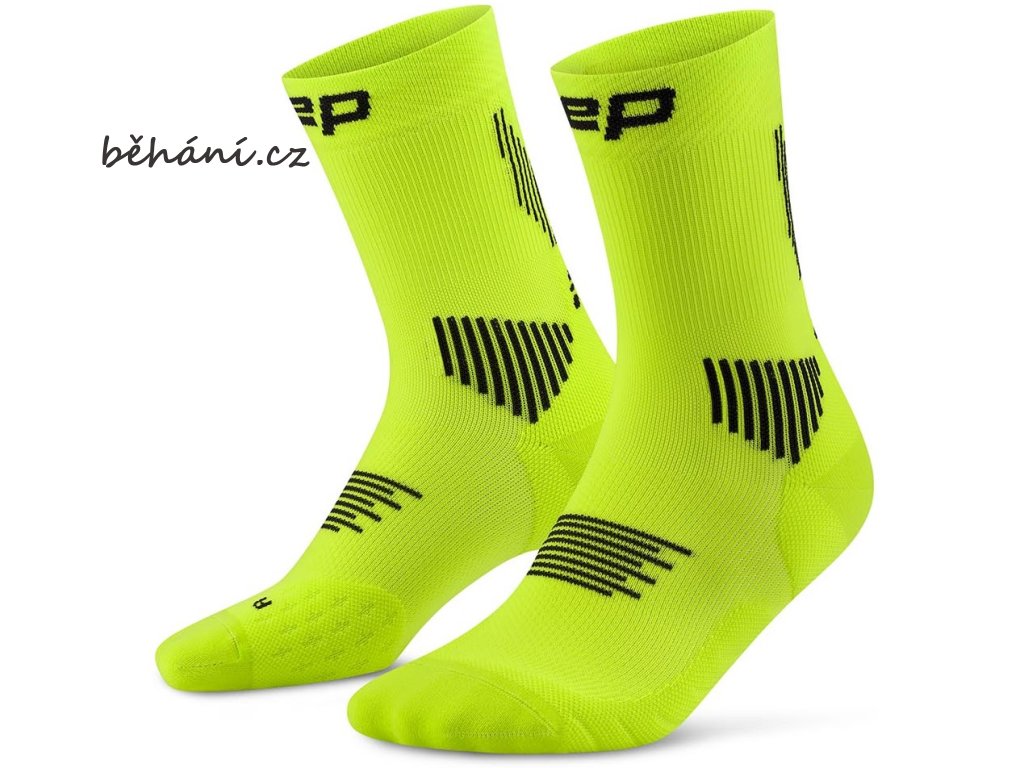 Core Run Socks Mid Cut 5 0 lime black WP7CKR WP8CKR front 2 transp 4to5