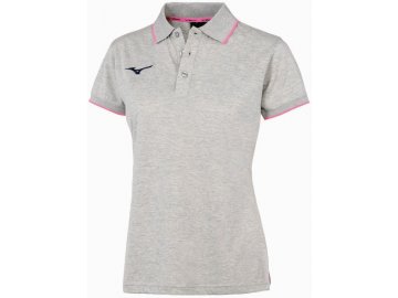 wom mizuno polo heather grey pinkfuo m