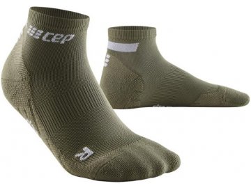 CEP pánské kotníkové běžecké kompresní ponožky 4.0 - olive